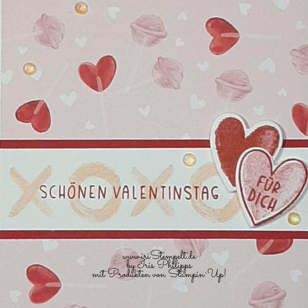 Detailansicht Valentinstag-Karte mit  meinem Lieblingsset "Grüsse mit Herz"