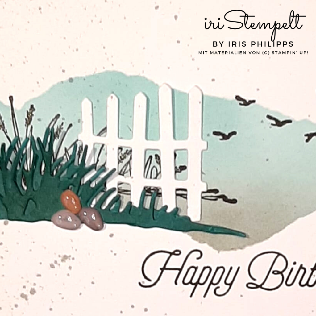Geburtstagskarte "Happy Birthday to you" mit der Produktreihe "Neue Horizonte" Jade Schiefergrau Detailansicht