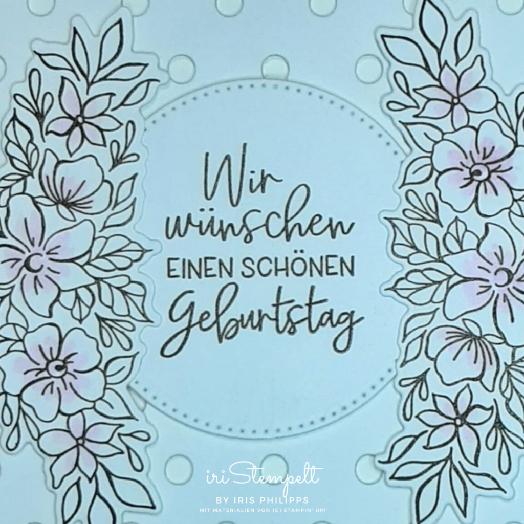 Karte zum Geburtstag mit "Gerahmt mit Blumen" im Rahmen des Team Lüftchen Blog Hop