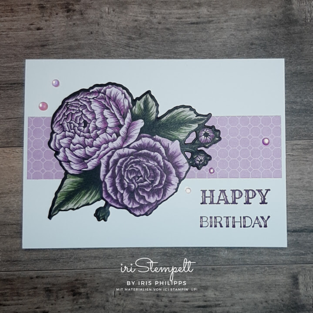 Karte zum Geburtstag mit "Beeindruckende Blumen" im Rahmen des Team Lüftchen Blog Hop