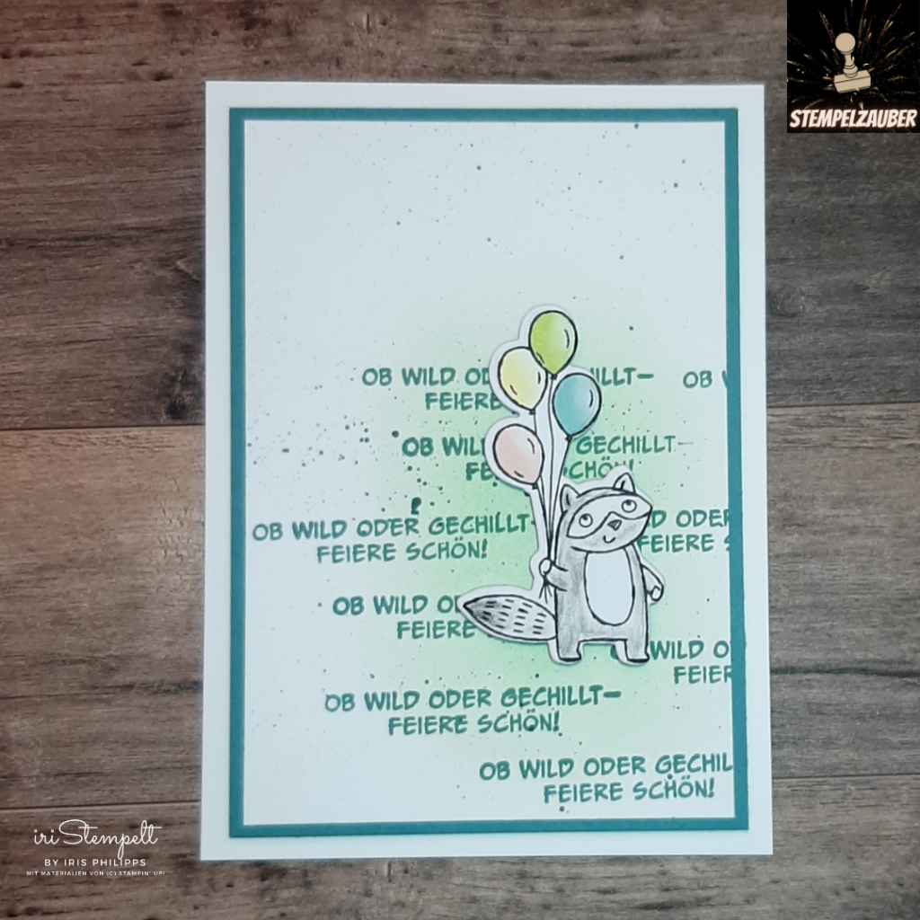Geburtstagskarte mit der Reihe "Party im Zoo" - Instahop Stempelzauber