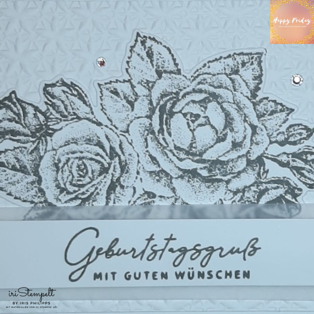 Monochrome Geburtstagskarte mit dem Stempelset "Rare Rose"