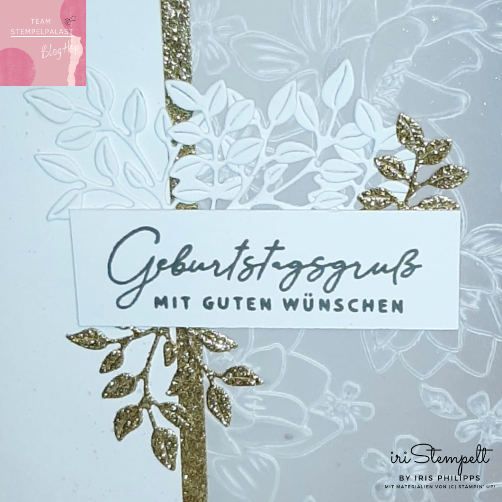 Geburtstagskarte in Grundweiß, Gold und Kieselgrau mit dem Produktpaket "Naturbotschaften" von Stampin' Up!