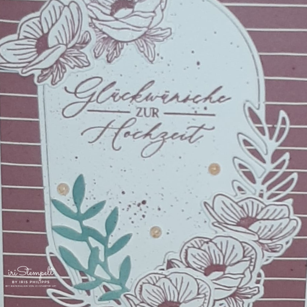 Hochzeitskarte "Ewig verbunden" in Malve, Grundweiss und Lagunenblau