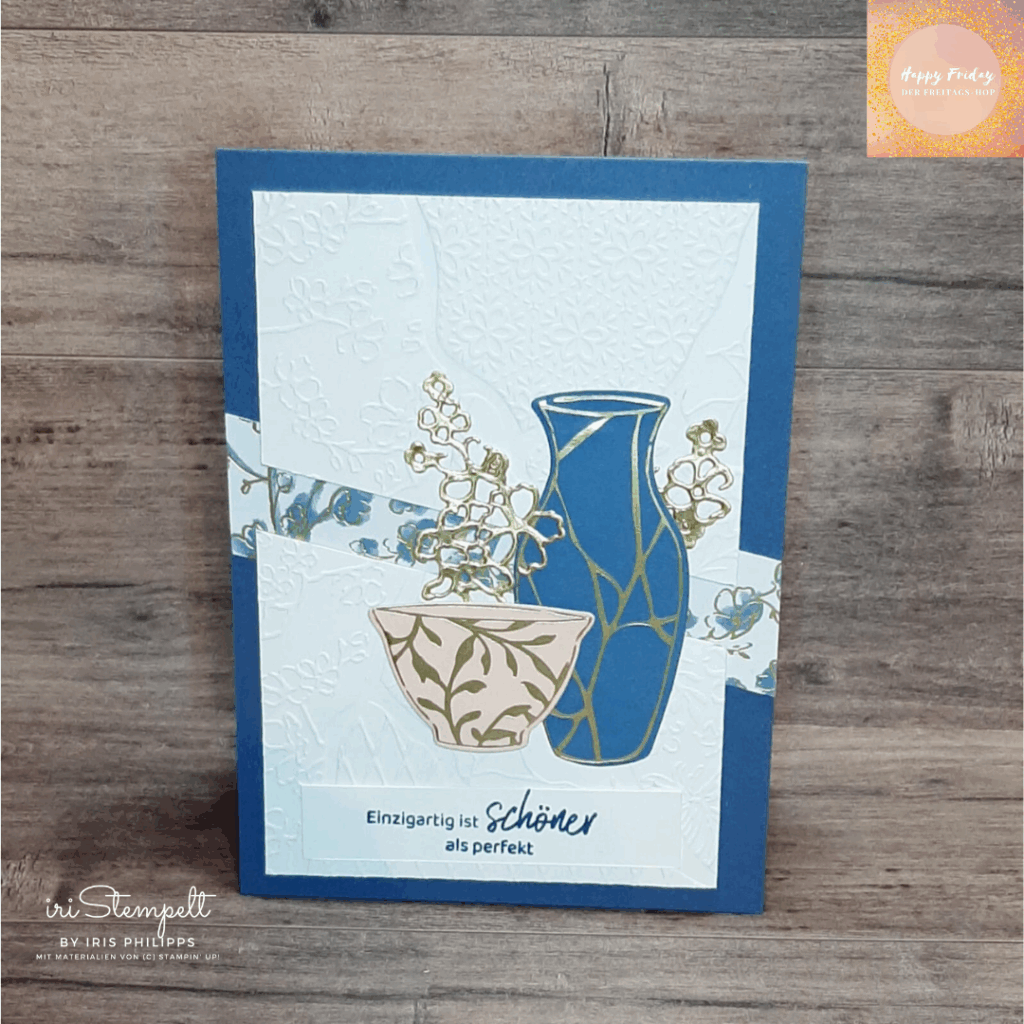 Grusskarte in Abendblau mit der Produktreihenkollektion "Kintsuki Inspiration"